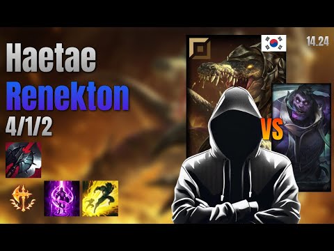 Haetae Top Renekton vs Dr. Mundo lol KR solo rank Full Game 14.24 | 해태 레넥톤 vs 문도 박사