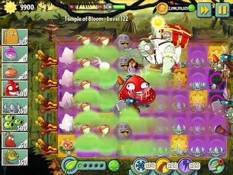 Plants vs Zombies 2 Epic Hack : Temple of Bloom - Level 122 Awesome Strategy with Strawburst