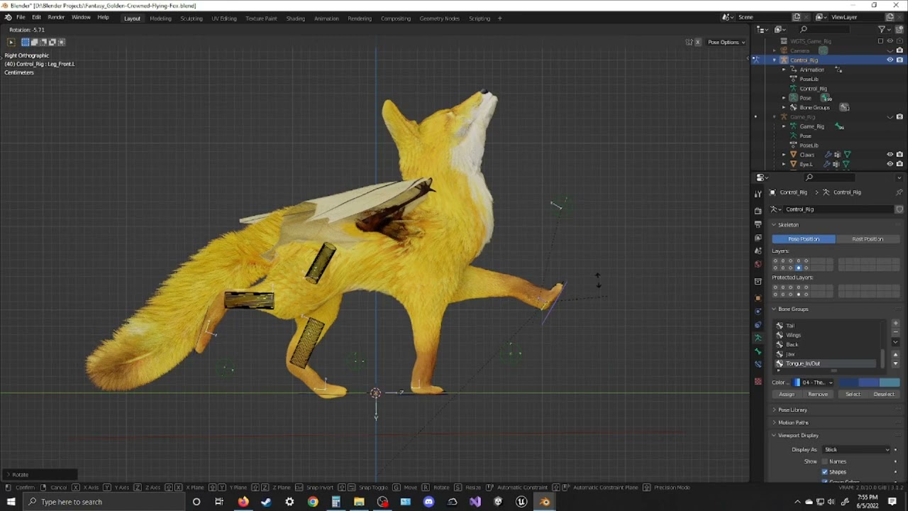 Fantasy Golden Crowned-Flying Fox 3D Model