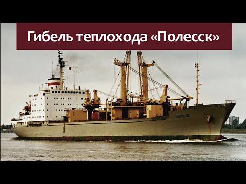 The shipwreck of the motor ship Polessk in a storm.
