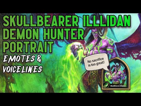 Skullbearer Illidan Emotes + Voicelines - Hearthstone Demon Hunter Hero Portrait
