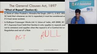 CA INTER LAW General Clauses Act Sec6 EFFECT OF REPEAL of an Act by CA Niraj Mahajan