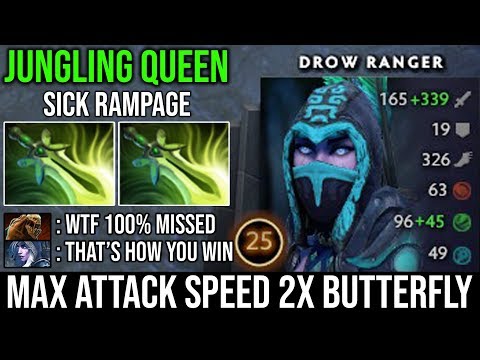 WTF Max ATK Speed Drow Ranger Ez Rampage with 2X Butterfly Counter Lifestealer - BEST JUNGLING HERO