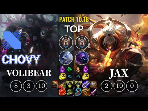 DRX Chovy Volibear vs Jax Top - KR Patch 10.18