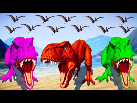 T-REX COLOR PACK vs TYRANNOTITAN vs ALLORAPTOR vs TARBOSAURUS - Jurassic World Evolution