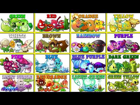 Random 16 Team Colorful Plants vs All Zombies - Who Will Win? - PvZ 2 Teams Plant Battle