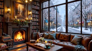 Peaceful Winter Night ❄️ Gentle Jazz Piano & Cozy Coffee Shop Ambience for Study & Work