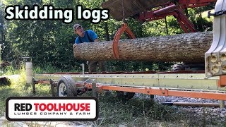 Hauling logs out of the woods and milling 4x4 porch posts