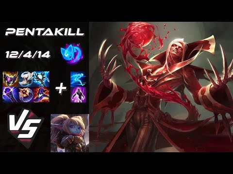 TOP Vladimir vs Poppy [PENTAKILL] - NA Grandmaster Patch 25.S2.2