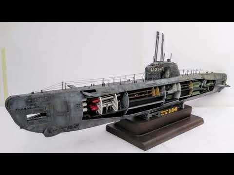 Revell 1/144  U-Boat Type XXI with Interior  added led lighting , figures and rails