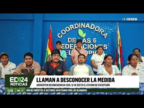 Cocaleros del Trópico lanzan advertencias al Gobierno ante un posible estado de excepción