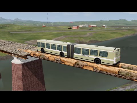 Mobil vs Log Bridge -  BeamNG Drive