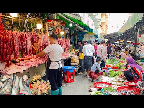 Amazing Routine Food & People Activities at Cambodia Street Food Around Phnom Penh Morning Market