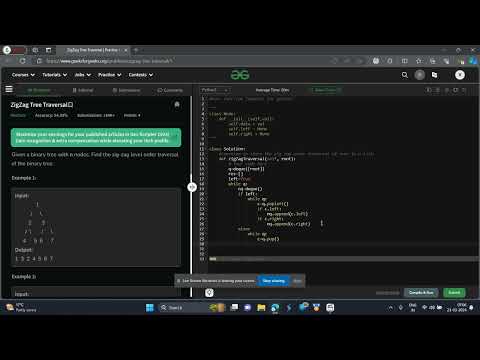 Zigzag Tree Traversal Gfg Potd Python Solution Geeks For Geeks Problem Of The Day Today