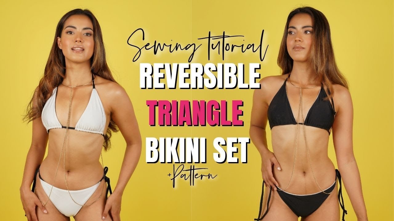 FREE PDF SEWING PATTERNS | DIY TRIANGLE BIKINI TOP | DIY STRING BIKINI BOTTOMS REVERSIBLE