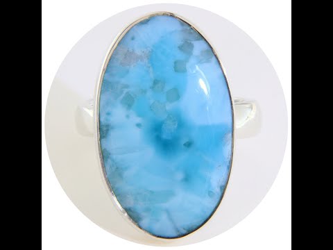  Inel Argint 925 Larimar Natural Oval - Unicitate si Rafinament 