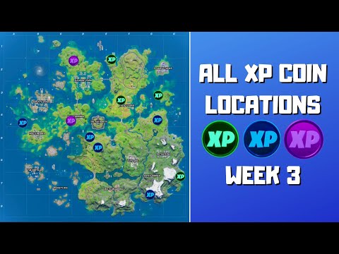 All 11 XP Coins Locations in Fortnite Week 3 (Green, Blue & Purple)! - Fortnite Chapter 2 Season 3
