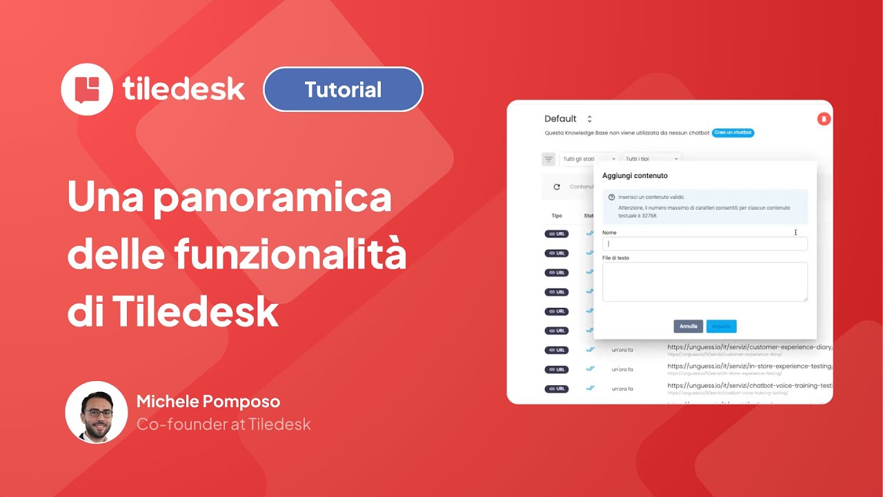 Una panoramica delle funzionalità di Tiledesk in 10 minuti