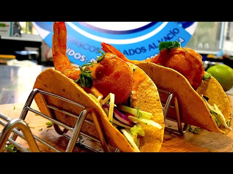 Tacos de camarón crocantes al estilo Baja California