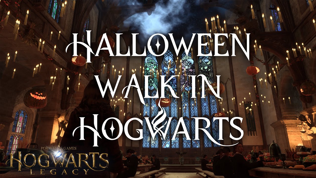 Halloween Walk Through Hogwarts Castle | Spooky Decor & Enchanted Atmosphere in Hogwarts Legacy