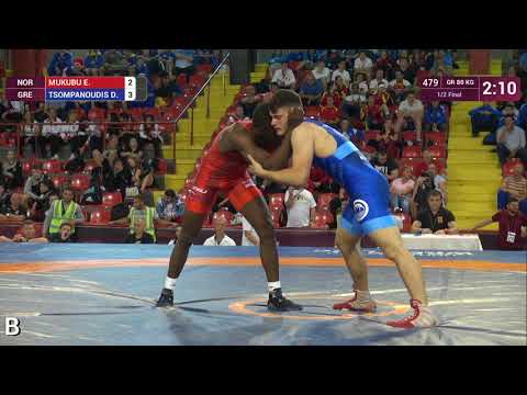 1/2 GR - 80 kg: E. MUKUBU (NOR) v. D. TSOMPANOUDIS (GRE)