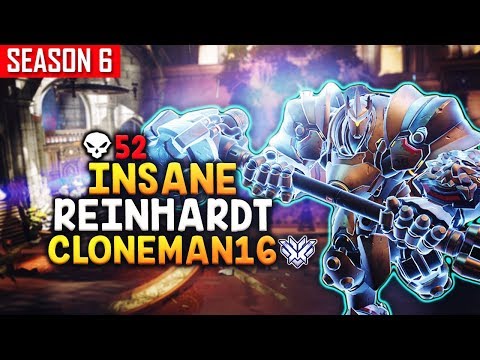 WORLD's BEST REINHARDT (52 Elims) - CLONEMAN16 (60% KP) [S6 TOP 500]