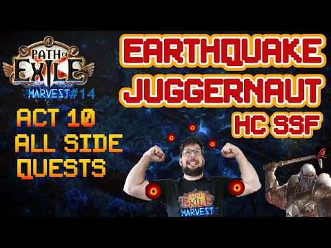Path of Exile Harvest Playthrough for Beginners 3.11 Earthquake Juggernaut Act 10 all side Quests