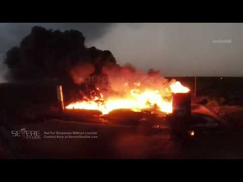 Fort Stockton oil fire from lightning 5-1-2022
