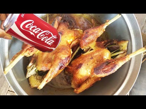 Roasted Chicken with CoCaCola and Banana Flower - Asian Food Recipes, Cambodia Food Cooking