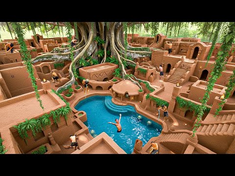 200 Days Building a $1M Clay Outdoor Villa with a Complex Underground Pool Using Primitive Tools