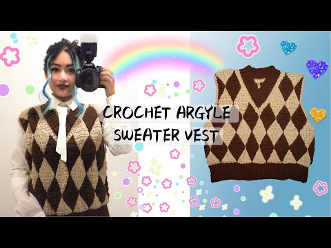 Easy Crochet Diamond Sweater Vest | Argyle Vest |...