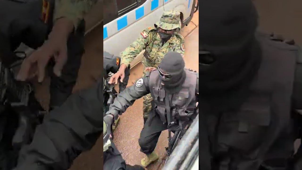 Security operatives confront National Unity Platform (NUP) supporters at Elias Nalukoola’s campaign