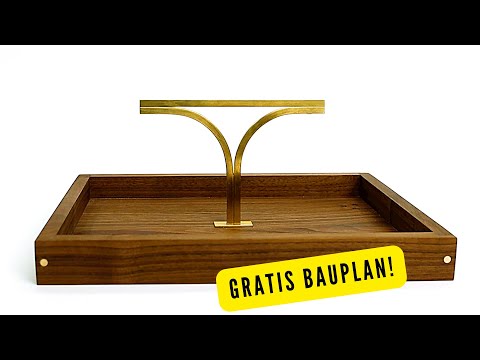 Einfache Holzverbindung mit der Oberfräse: Nussbaum mit Messing *kostenloser Bauplan*