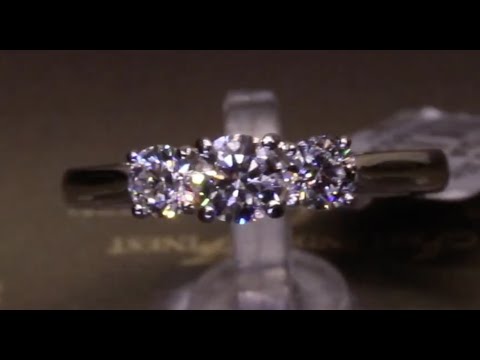 #14500 | T0.79ct/C0.37ct | Three Stone Round Brilliant Diamond Engagement Ring | Set in Platinum