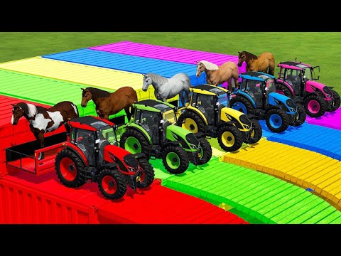 TRANSPORTING COLORED CBT & UNIVERSAL TRACTORS WITH iSUZU TRUCKS - Farming Simulation 22