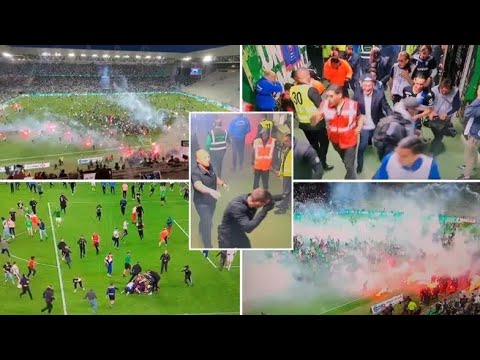 Saint-Etienne Fans Launch Flares And Explosives At Their Own Team After Getting Relegated From...