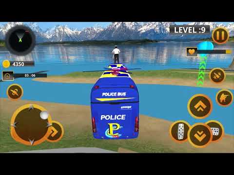 US Police Flying Prison Bus Criminal Transport - Flying Police Bus Driving Games - Android Gameplay