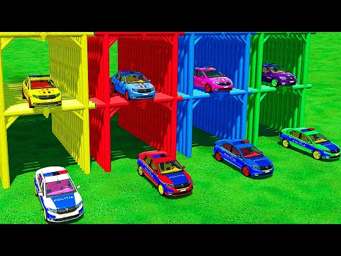 ALL POLICE CARS OF COLORS ! TRANSPORTING DACIA LOGAN POLICE CARS WITH DAF TRUCKS! FS22