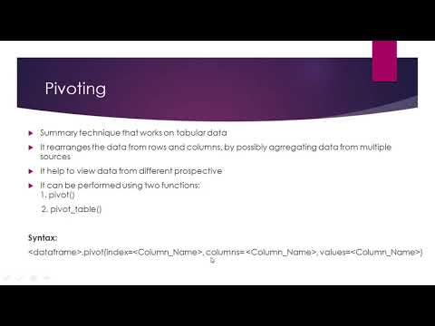 Python Pandas IV || Advanced Operations on Pandas(Pivoting, Sorting and Aggregation) II Class XII IP