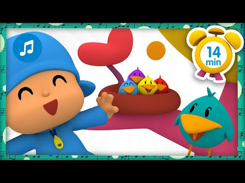 🐦 FIVE LITTLE BIRDS SONG 🐦 + More  Nursery Rhymes & Kids Songs [ 14 minutes ] | Pocoyo