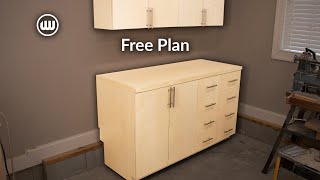 Easy DIY Lower Shop Cabinet | Garage Shop Improvements | Free Plan