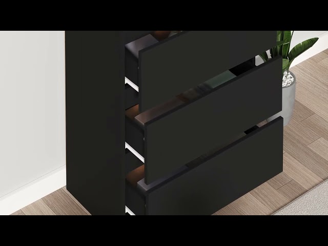 Vidéo teaser pour 801383 vidaXL Sideboard Black 60x35x76 cm Engineered Wood