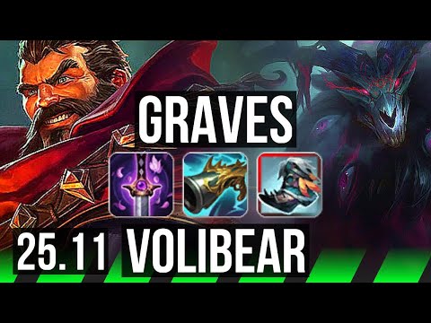 GRAVES vs VOLIBEAR (JGL) | 13/2/6, Godlike | KR Master | 25.11