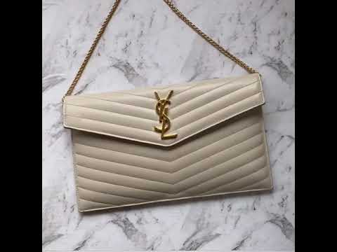 YSL Uptown Pouch - With Grommets + Gold or Silver Chain - SLG Organizer