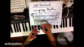 piano lesson red garland style comping rhythm using blues chord