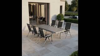 KETTLER BasicPlus Pro Garten-Essgruppe, silber/anthrazit, Alu/Textilene, 180/240 x 100 cm, 6 Klappstühle