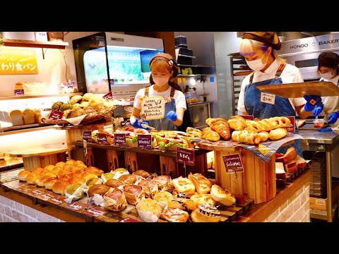 ¡Una panadería donde el pan se vende como rosquillas! ¡El proceso de los panaderos haciendo pan para llenar la tienda en 90 minutos es asombroso! “Panadería Hongo” “ASMR”