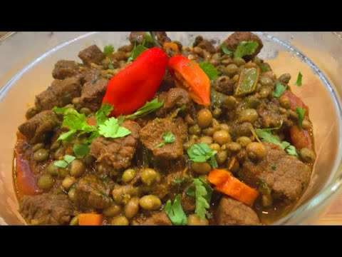 HOW TO MAKE STEWED BEEF WITH PIGEON PEAS AKA CONGO or GUNGO  NAN'S GLOBAL KITCHEN ASMR RECIPE #105