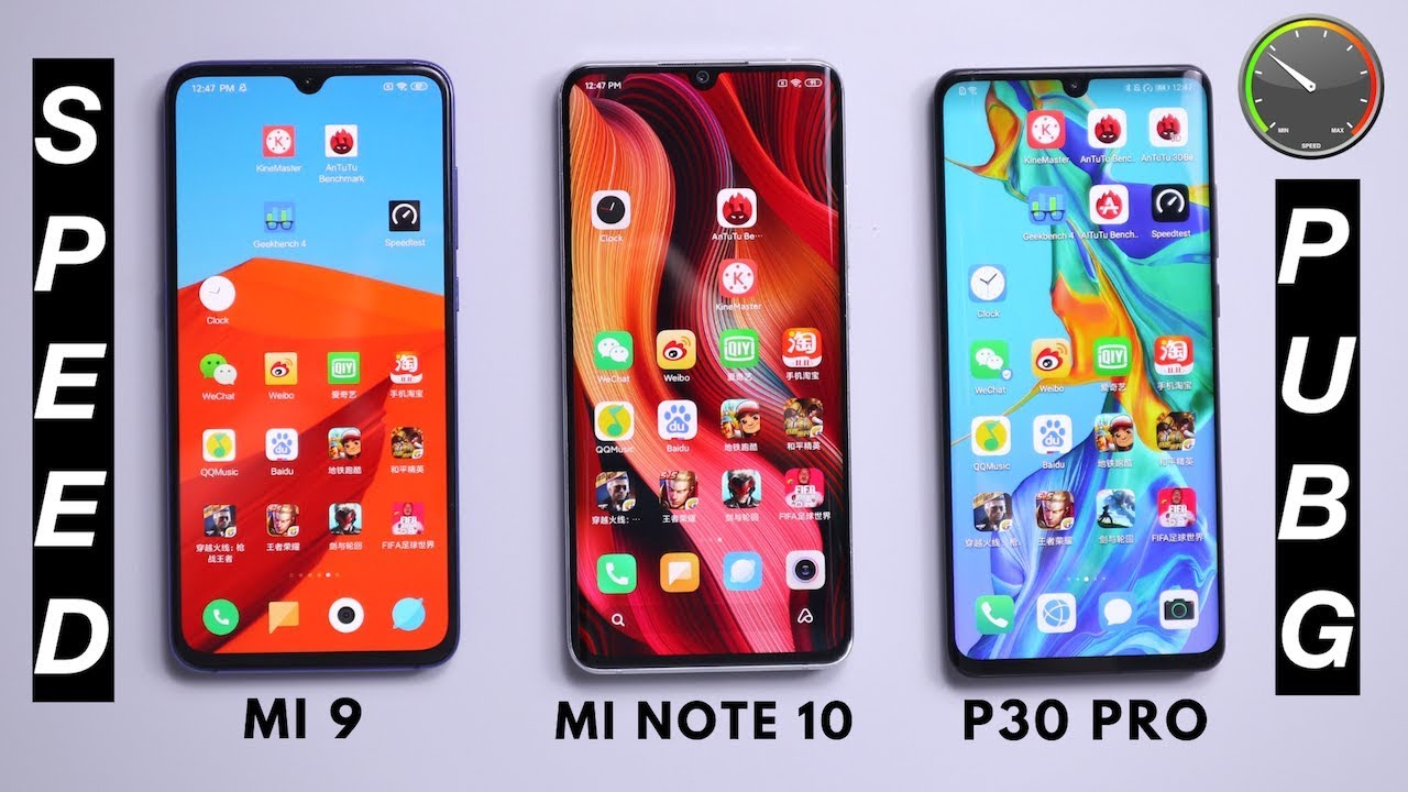 Xiaomi Mi Note 10 SPEED & GAMING vs P30 Pro vs Mi 9