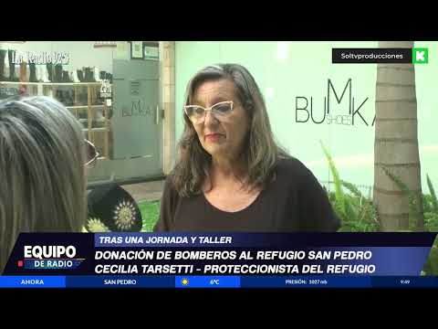 Bomberos voluntarios de san pedro entregaron una  donación al refugio de animales